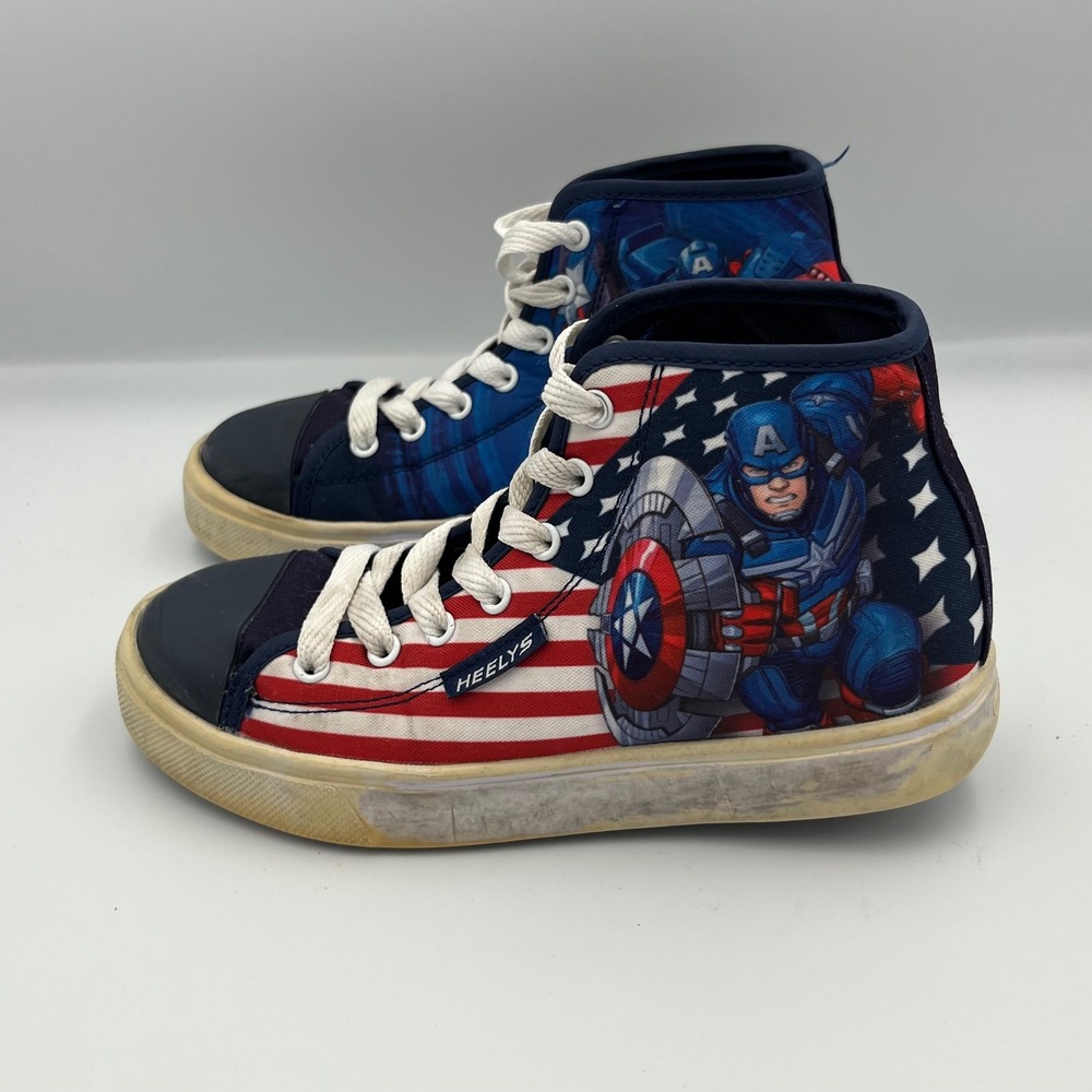 Heelys Captain America High‎ Top Wheeled Sneakers Kids Size